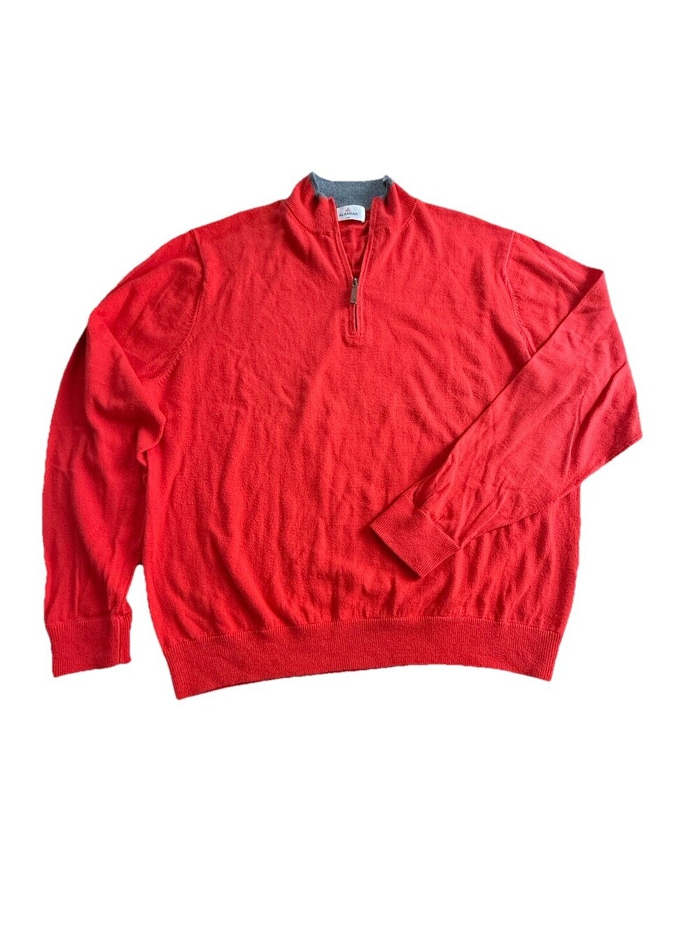 Alashan Men’s Large 1/4 Zip Cashmere Cotton Blend Pullover Red Retail $148